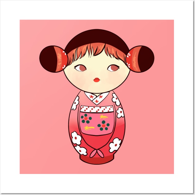 Cute kokeshi doll Wall Art by Mimie20